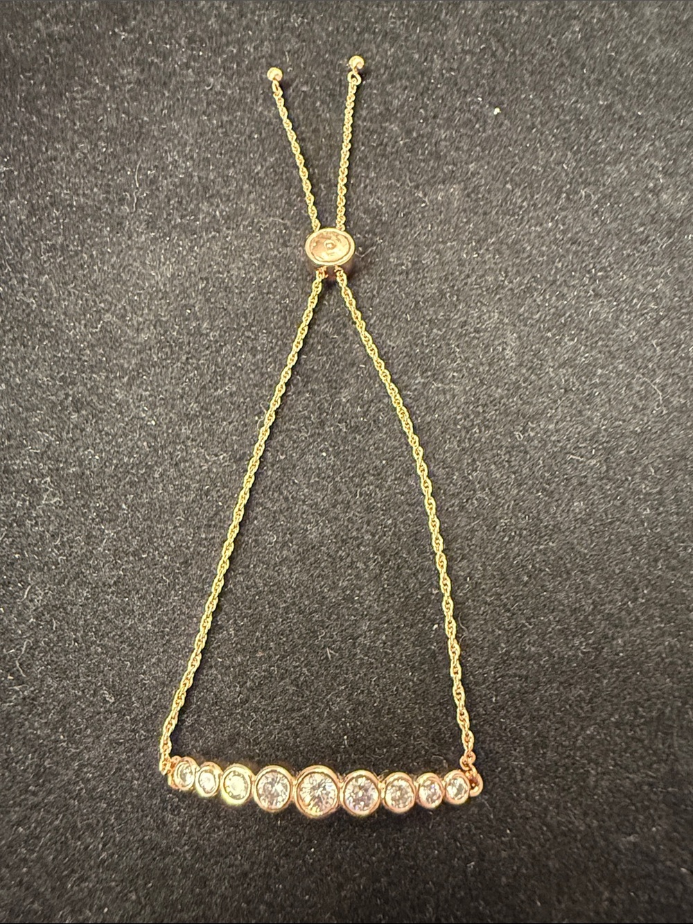Rose Gold-Tone Crystal Bar Bracelet - Adjustable Women's Jewelry